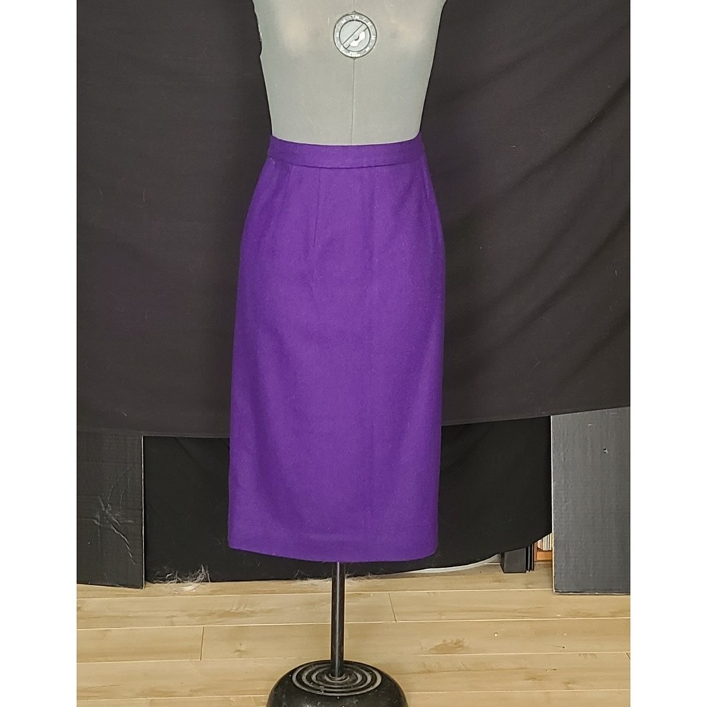 Purple Wool Knee Length Skirt Size 16